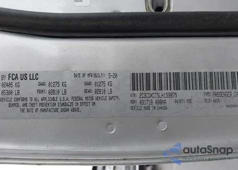 2020 Dodge Charger R/T Rwd z USA, uszkodzony, nr VIN 2C3CDXCT5LH159875